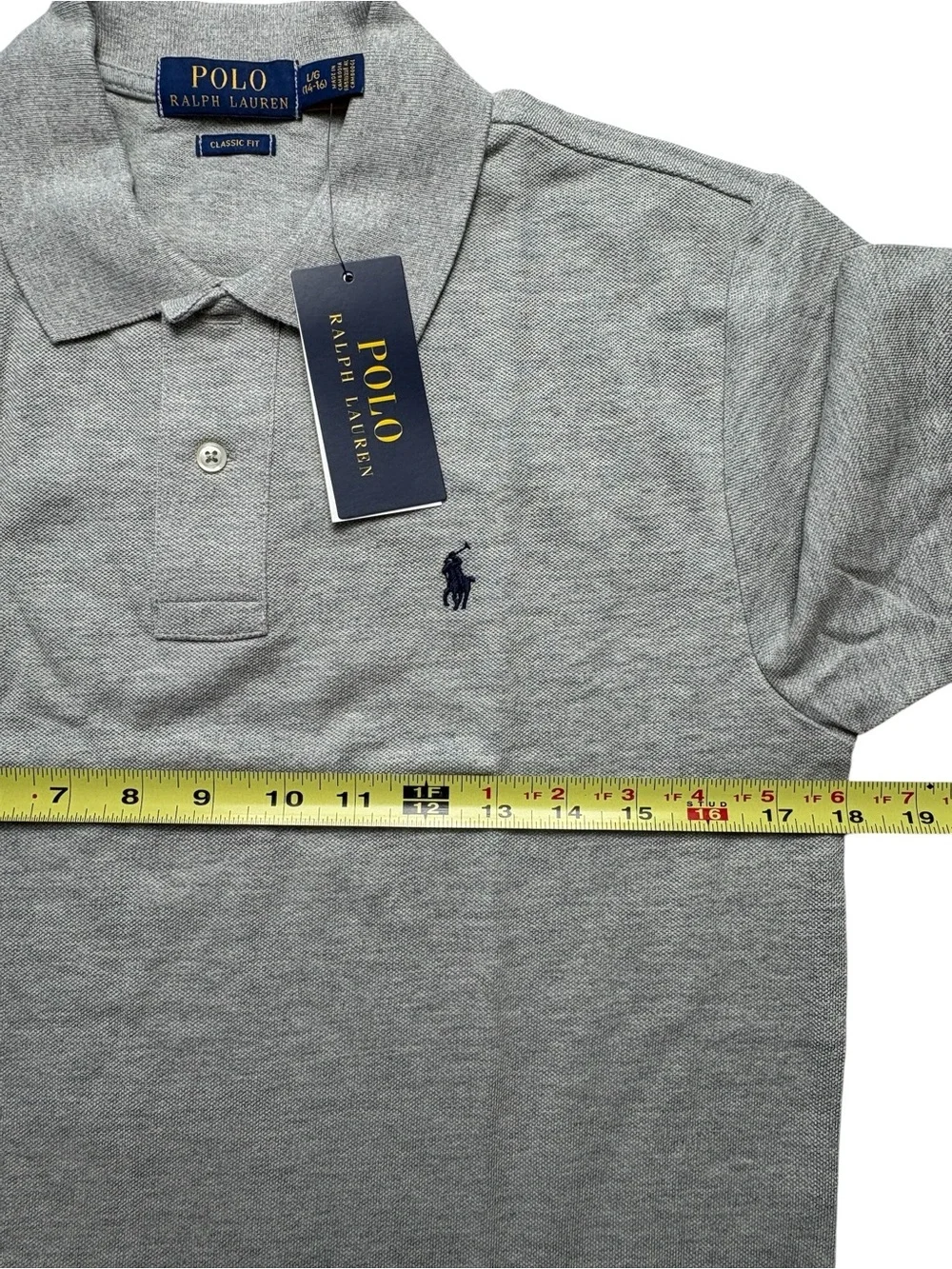 NWT Polo Ralph Lauren Boys L 14-16 Classic Fit Polo Shirt Heather Grey
